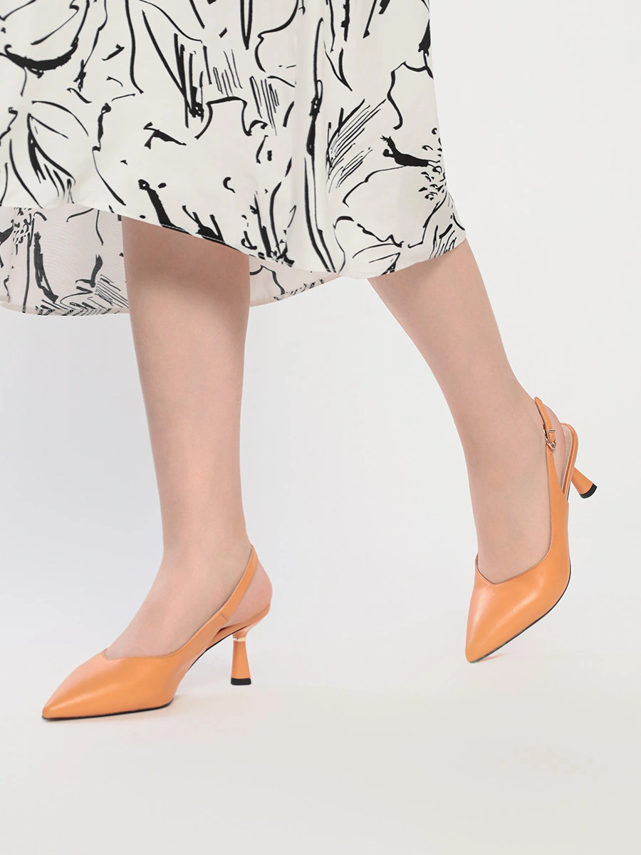 Туфли-слингбэки оранжевого цвета